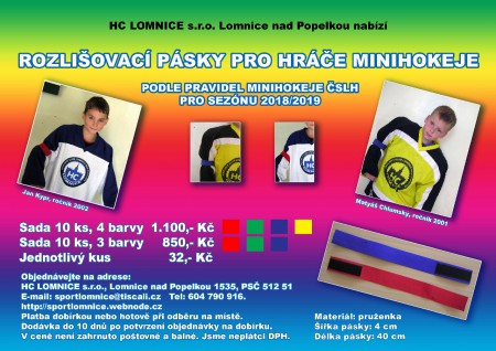 Rozlišovací pásky pro minihokej